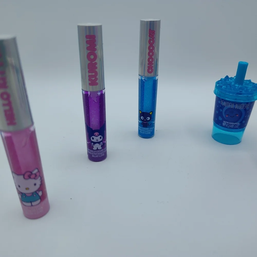 HOST PICK🎉🎉Sanrio Lip Gloss Trio Boba Lip Balms Set Hello Kitty Kuromi